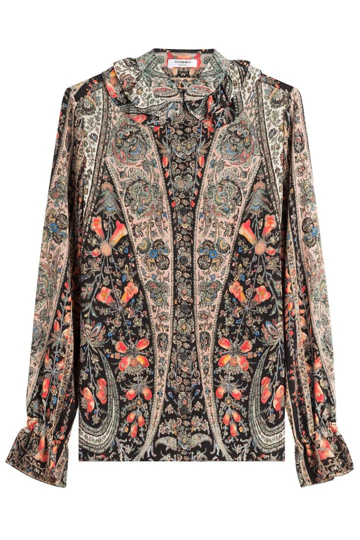 Vilshenko Vilshenko Printed Silk Blouse - Black