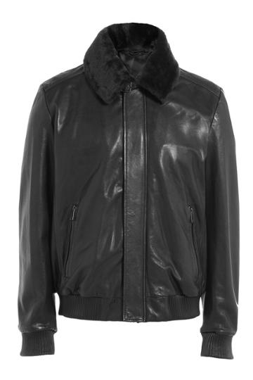 Baldessarini Baldessarini Leather Jacket With Fur Collar