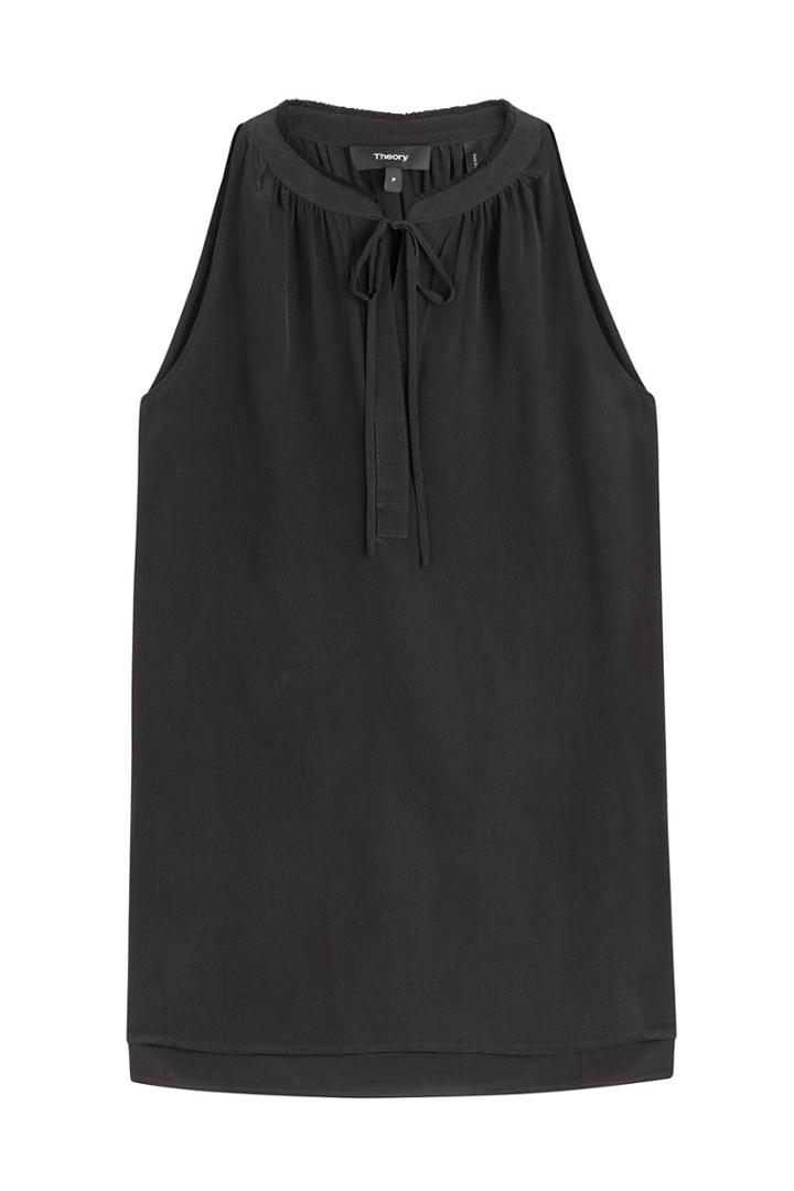Theory Theory Livilla Silk Top With Self-tie Front - Black
