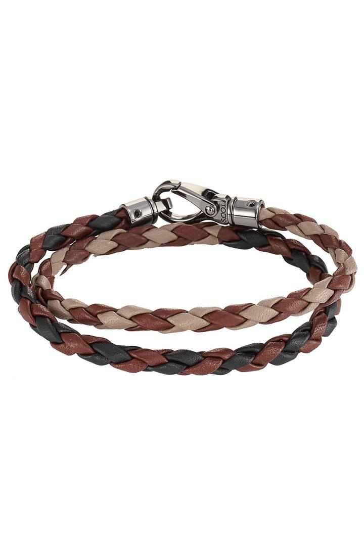 Tod's Tod's Braided Leather Wrap Bracelet - Brown
