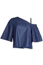 Tibi Tibi Chambray One-shoulder Top