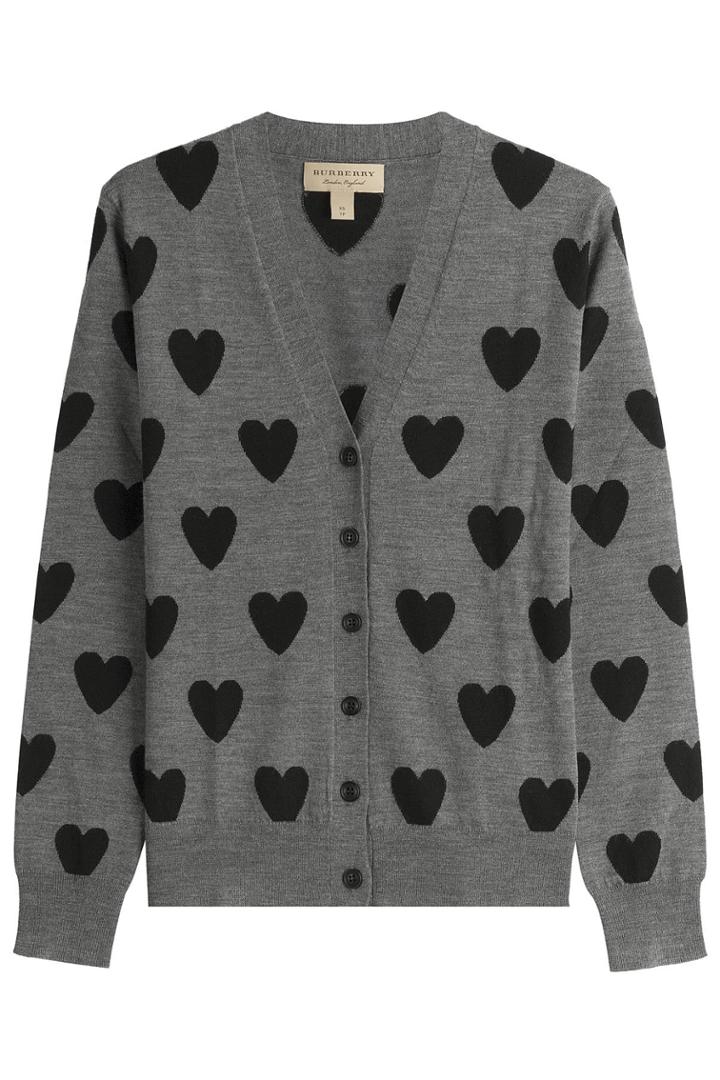 Burberry Brit Burberry Brit Heart Print Merino Wool Cardigan