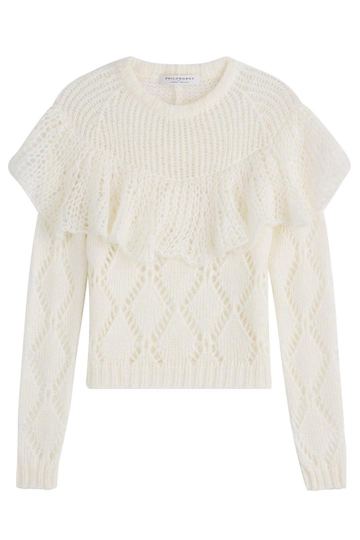 Philosophy Di Lorenzo Serafini Philosophy Di Lorenzo Serafini Ruffled Pullover With Mohair - Beige