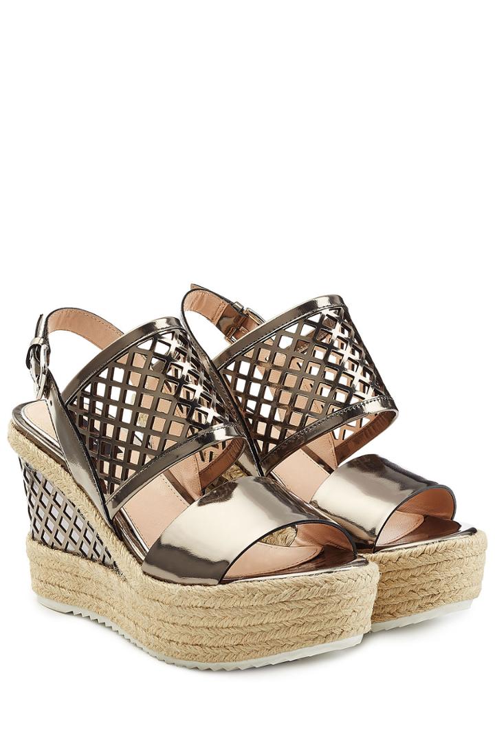 Steffen Schraut Steffen Schraut Patent Leather Wedges With Cut-out Detail - Silver