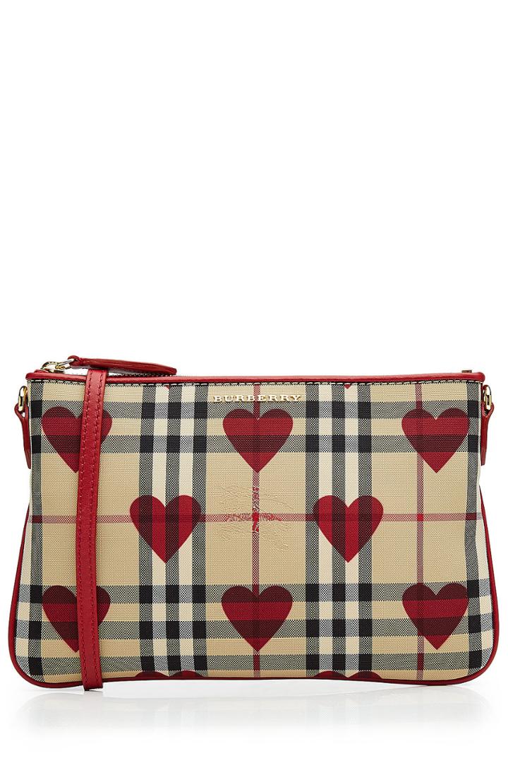 Burberry Shoes & Accessories Burberry Shoes & Accessories Printed Zipped Clutch With Shoulder Strap - Red
