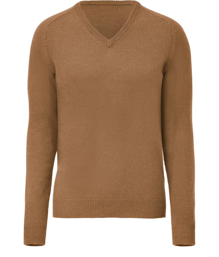 Jil Sander Camel V-neck Wool Sweater