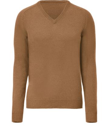Jil Sander Camel V-neck Wool Sweater
