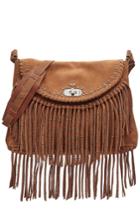 Zadig & Voltaire Zadig & Voltaire Embellished Suede Shoulder Bag With Fringe - Brown