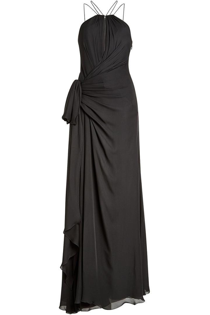 Roberto Cavalli Roberto Cavalli Silk Chiffon Floor Length Gown - Black