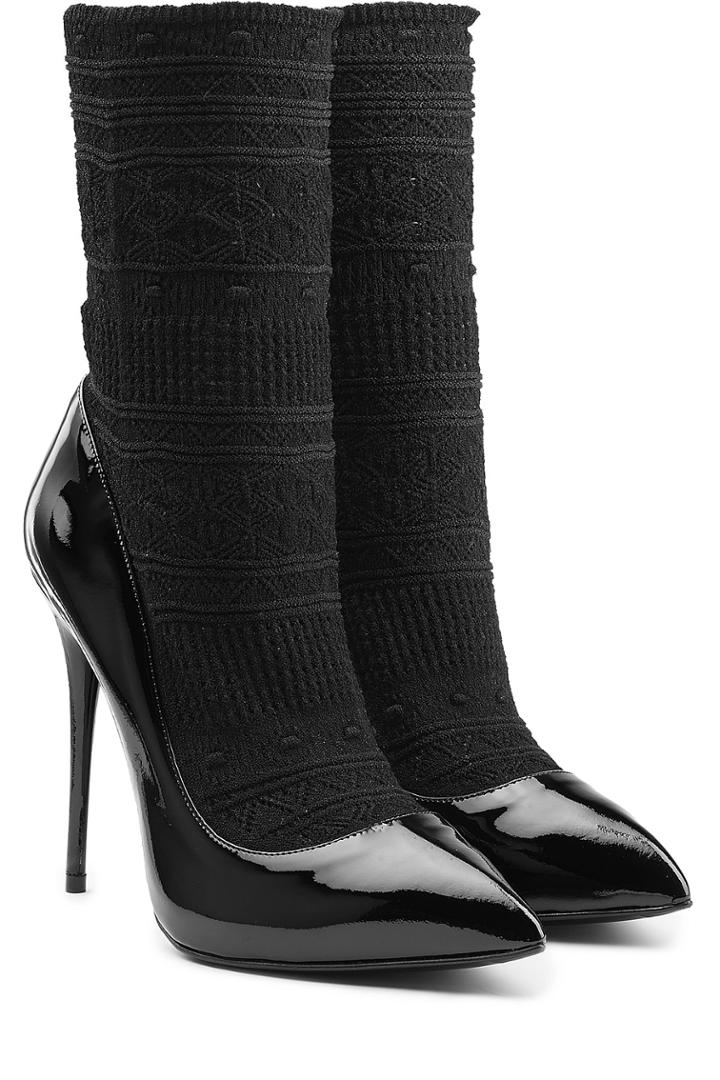 Alexander Mcqueen Alexander Mcqueen Patent Leather Pumps With Sock - Black
