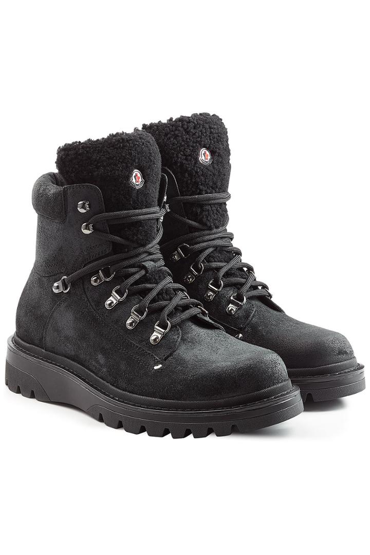 Moncler Moncler Suede And Shearling Boots