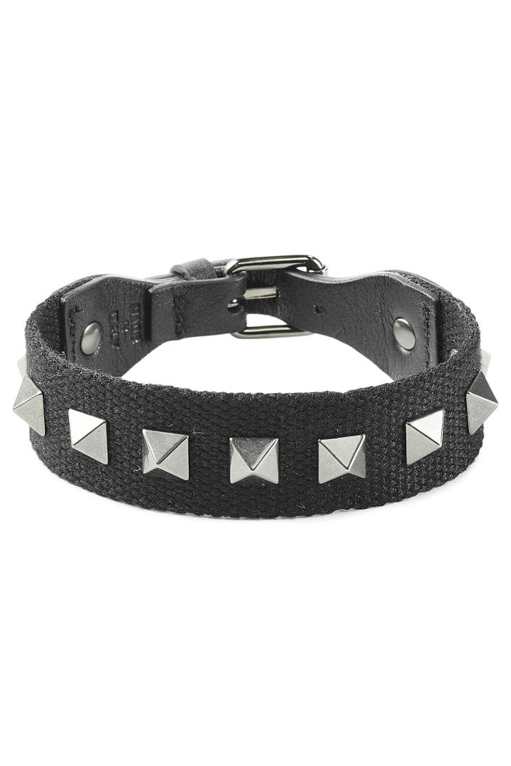 Valentino Valentino Rockstud Bracelet With Leather - Black