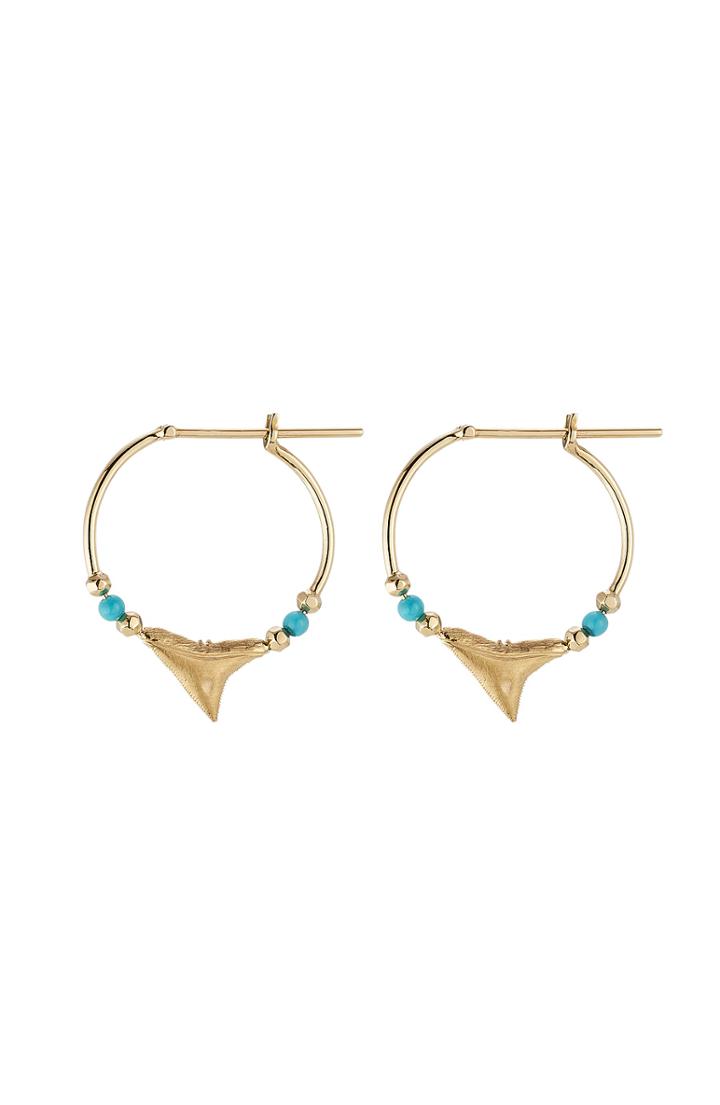 Aur Lie Bidermann Fine Jewelry Shark 18kt Yellow Gold Earrings With Turquoise