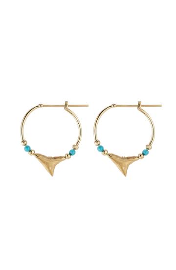 Aur Lie Bidermann Fine Jewelry Shark 18kt Yellow Gold Earrings With Turquoise