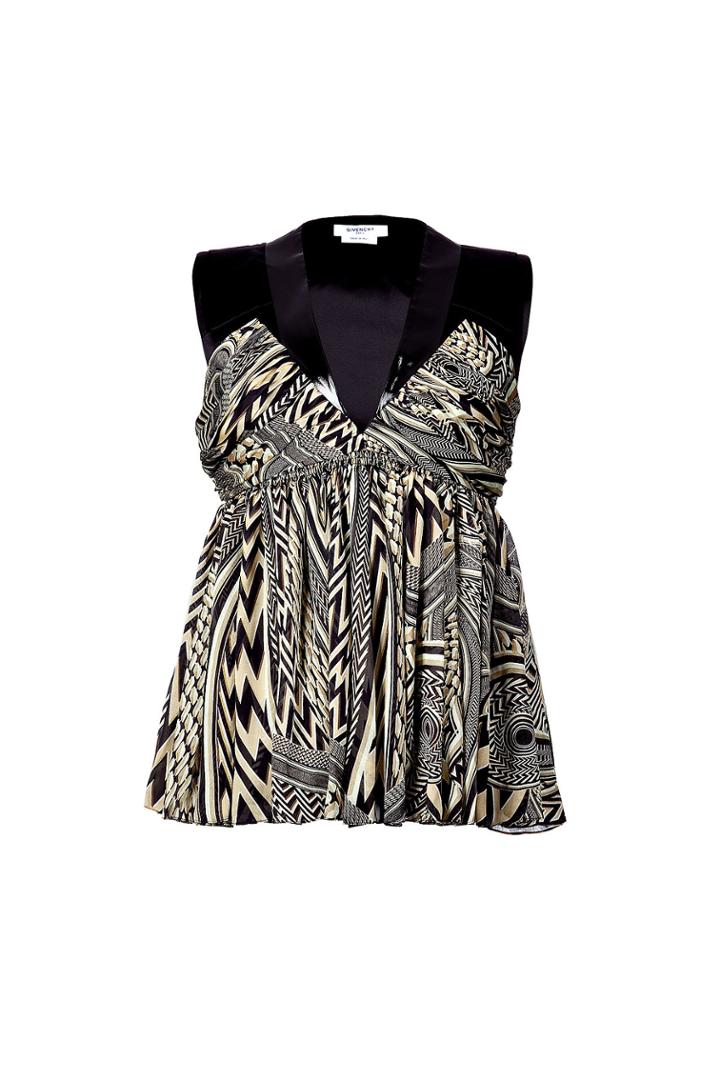 Givenchy Givenchy Black/olive Patterned Silk Top