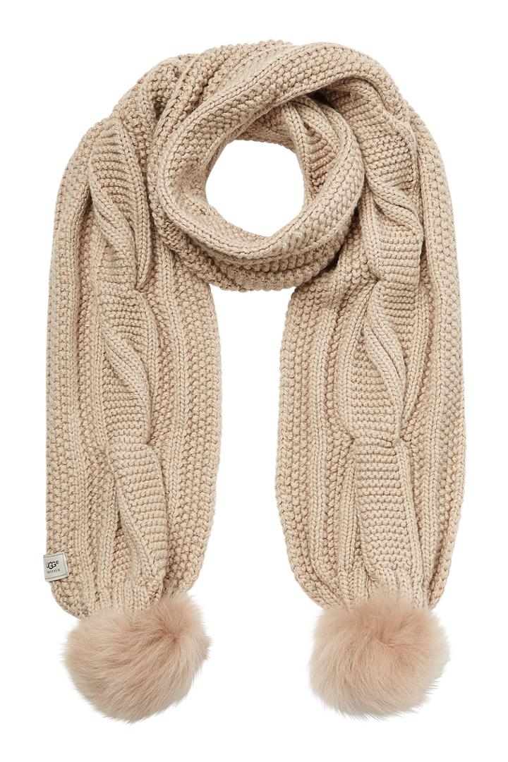 Ugg Australia Ugg Australia Wool Blend Scarf With Sheepskin Pom-poms - Brown