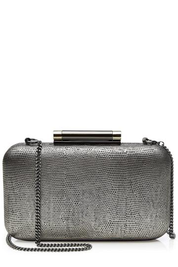 Diane Von Furstenberg Diane Von Furstenberg Slim Tonda Leather Box Clutch - Grey