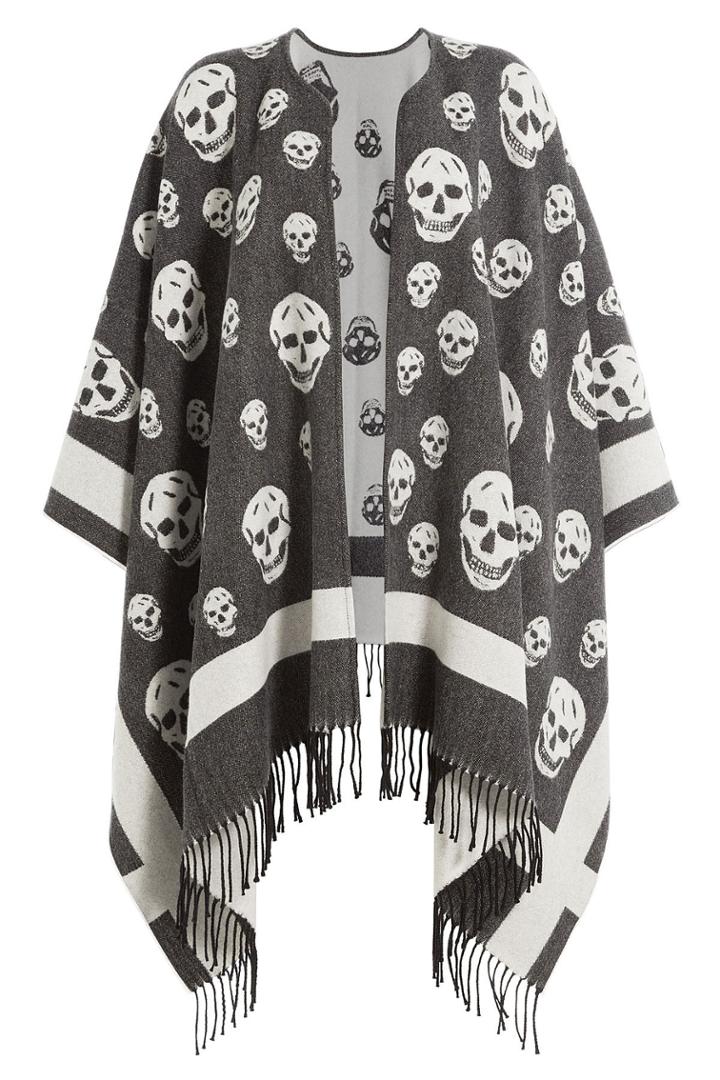 Alexander Mcqueen Alexander Mcqueen Skull Print Wool Cape - Multicolored