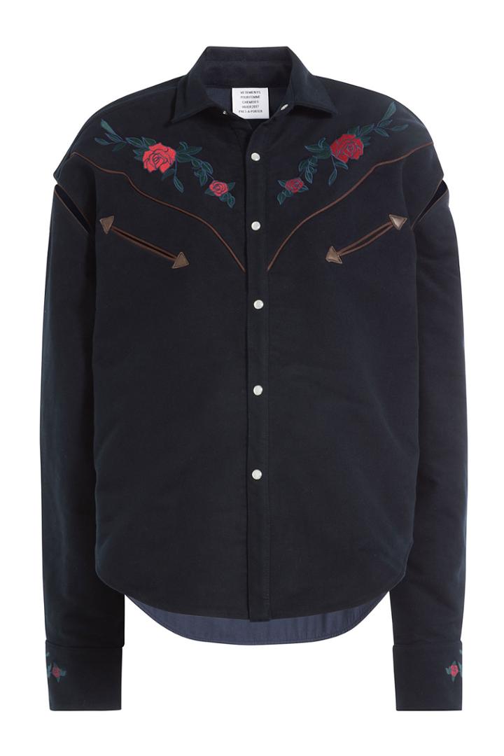 Vetements Vetements Embroidered Cotton Shirt - Blue