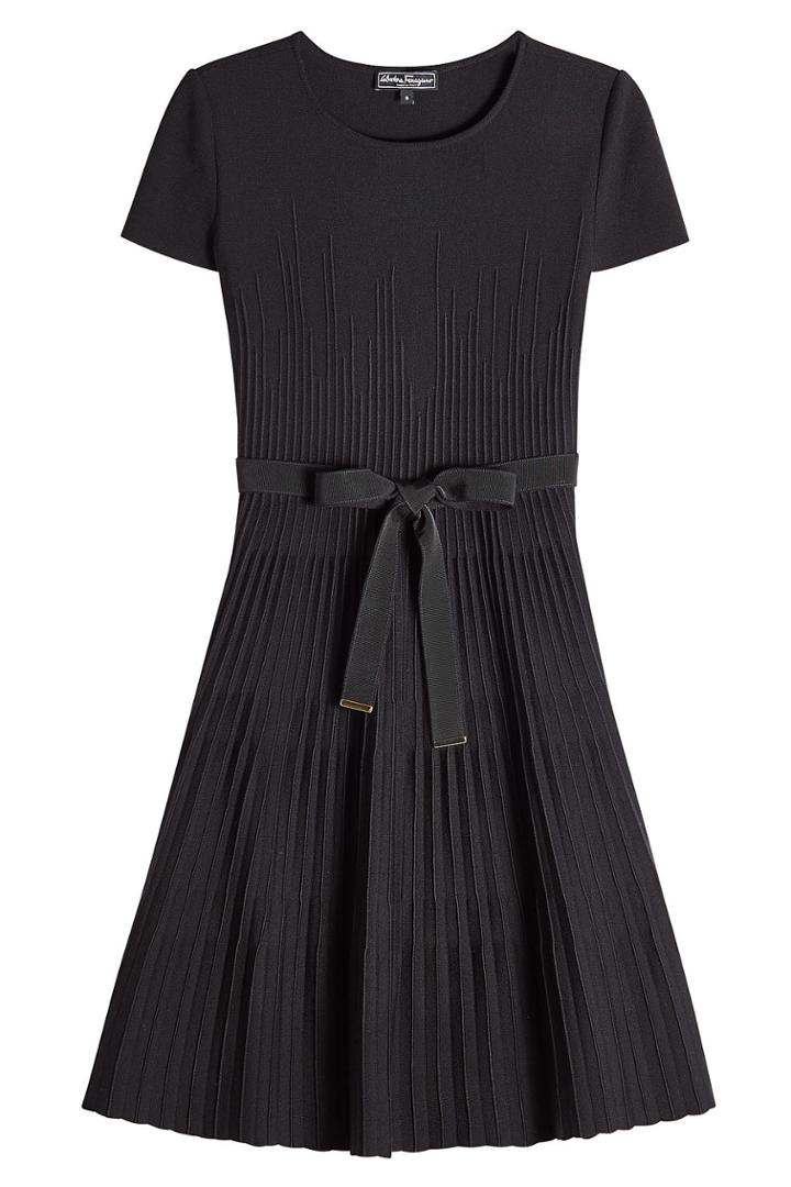 Salvatore Ferragamo Salvatore Ferragamo Virgin Wool Dress With Bow - Black
