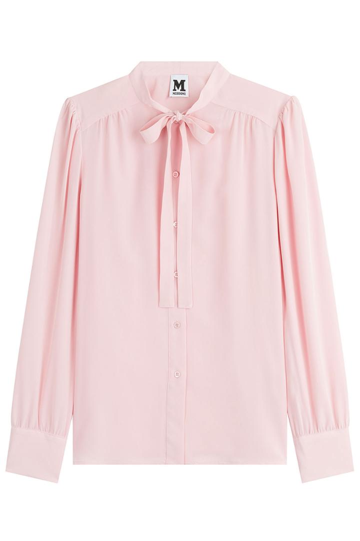 M Missoni M Missoni Silk Tie Neck Blouse - Pink