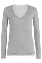 Majestic Majestic Layered Cotton Top With Cashmere - Grey