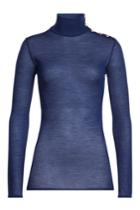 Balmain Balmain Wool Turtleneck Pullover With Embossed Buttons - Blue