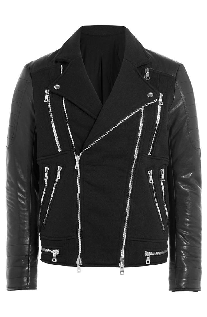 Balmain Biker Jacket With Leather