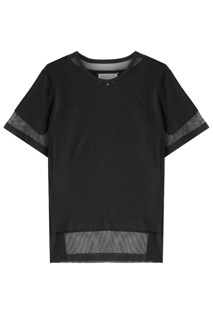 Maison Margiela Maison Margiela Cotton Mesh Panel Top - Black