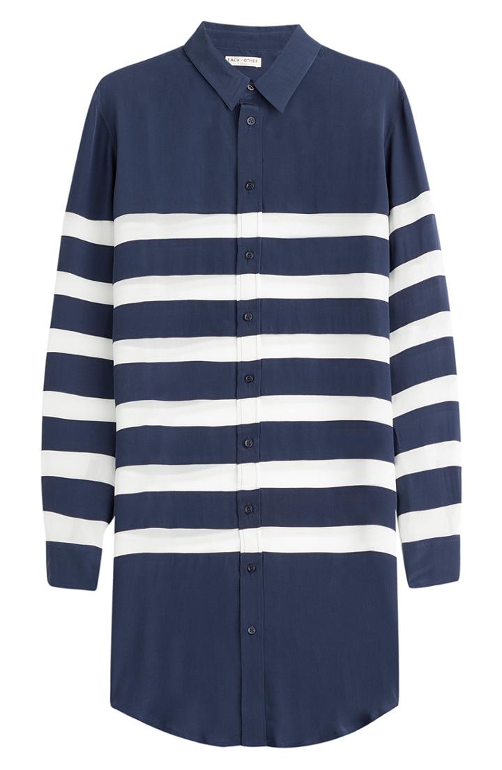 Each Other Striped Silk Blouse
