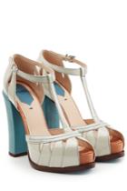 Fendi Fendi Patent Leather Block Heel Sandals - Multicolor