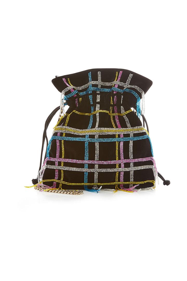 Les Petits Joueurs Les Petits Joueurs Trilly Disco Tartan Embellished Pouch