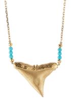 Aur Lie Bidermann Fine Jewelry Shark 18kt Yellow Gold Necklace With Turquoise