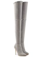 Balmain Balmain Suede Thigh-high Boots - Grey