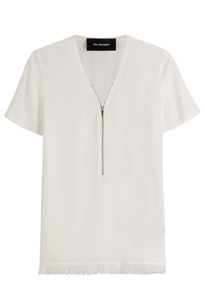 The Kooples The Kooples Silk Top With Zipper - White