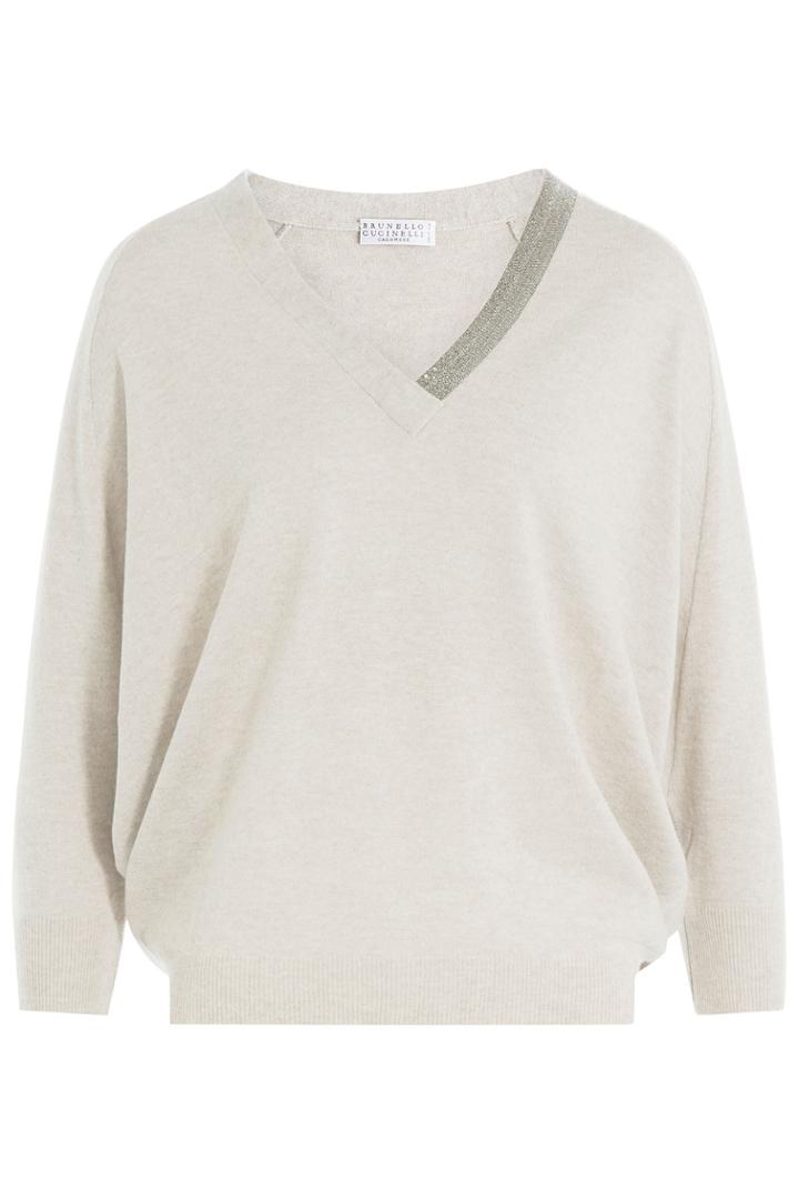Brunello Cucinelli Brunello Cucinelli Cashmere Pullover With Embellishment - Beige