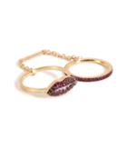 Delfina Delettrez 18kt Gold Double Ring With Ruby Lips And Band