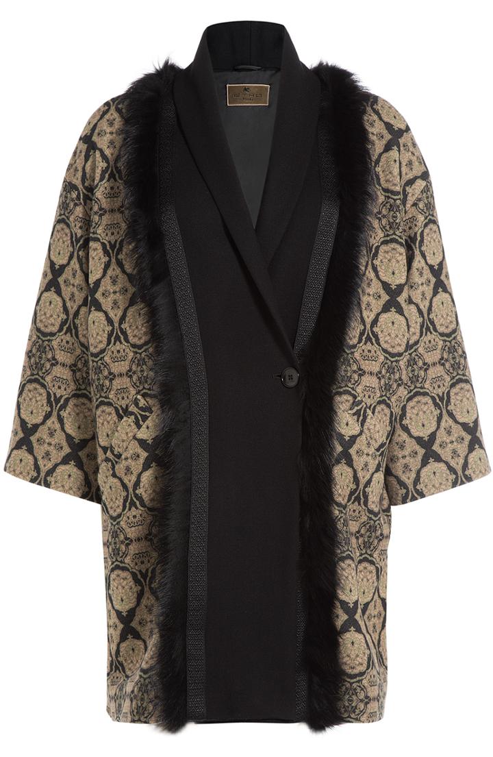 Etro Wool Jacket With Fox Fur