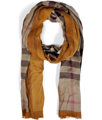 Burberry London Haymarket Color Border Scarf In Tourmaline Yellow Check