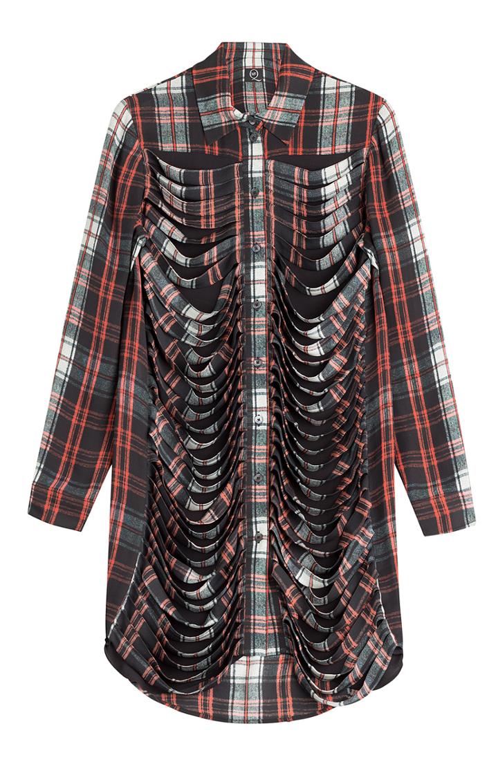Mcq Alexander Mcqueen Distressed Silk Shirt Dress