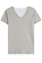Majestic Majestic Layered Cotton T-shirt With V-neckline - None