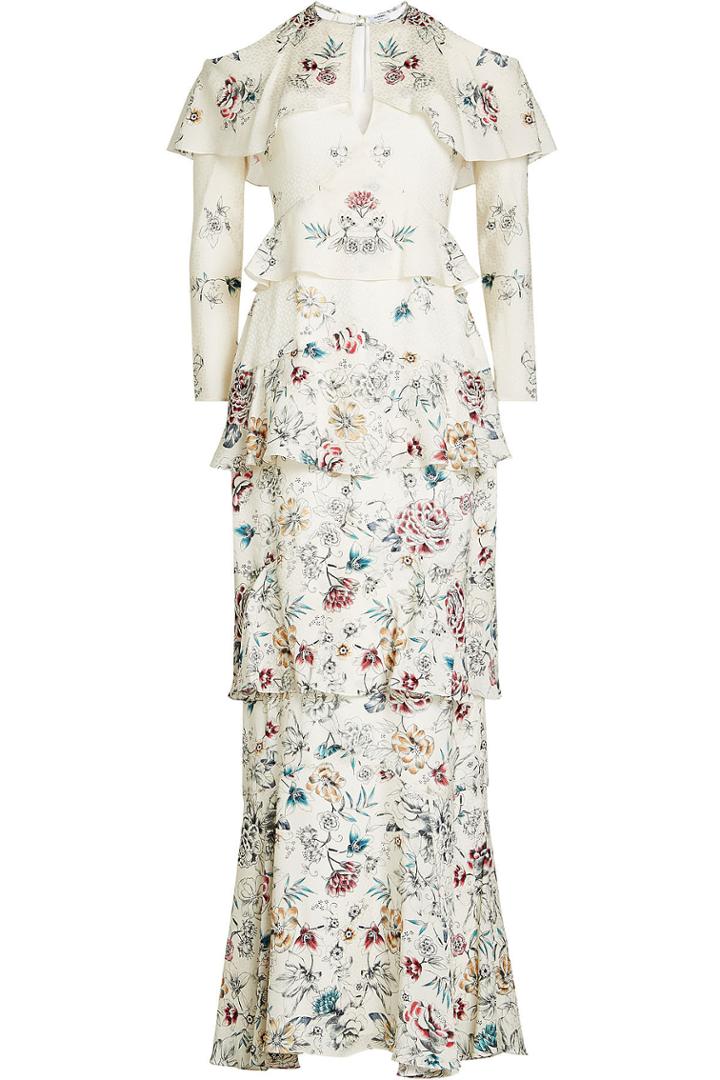 Vilshenko Vilshenko Printed Silk Floor Length Dress
