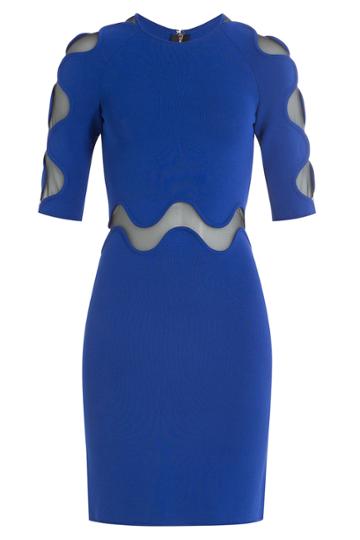 David Koma David Koma Dress With Sheer Panels - Blue