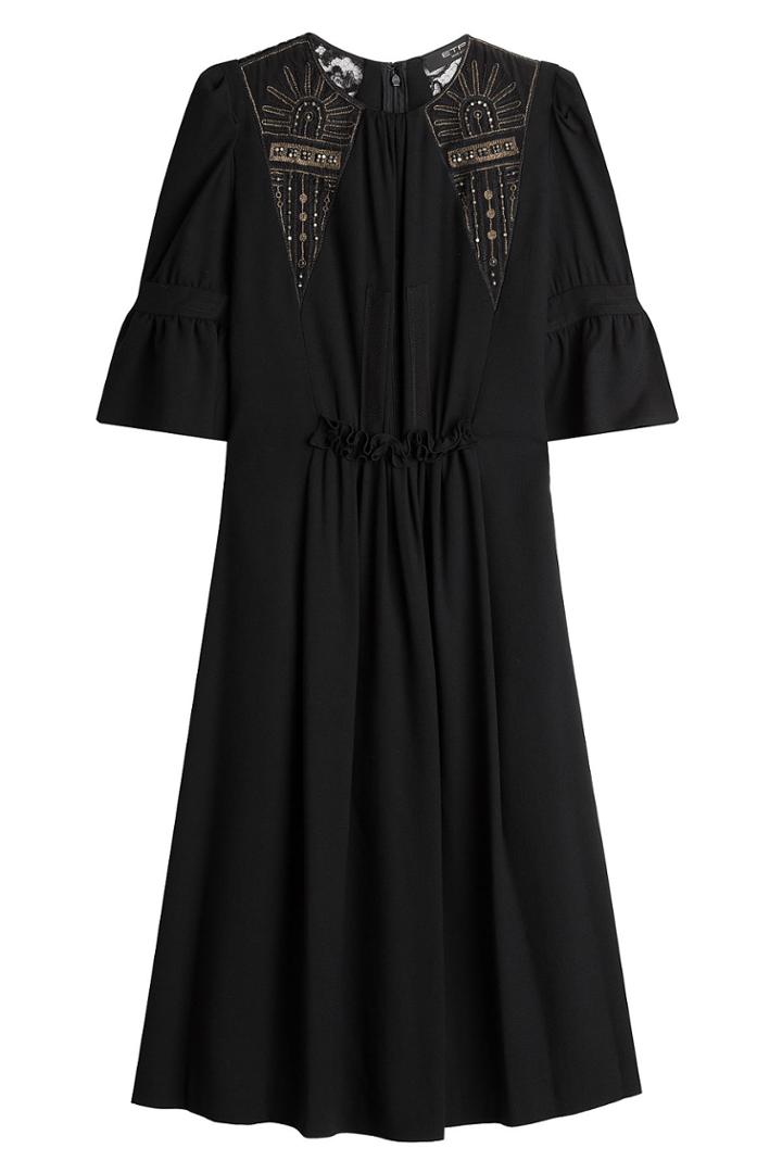 Etro Etro Embroidered And Embellished Dress With Lace - Black