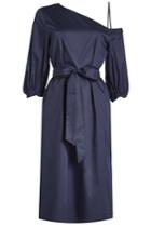 Tibi Tibi Cotton One-shoulder Dress With Tie Belt