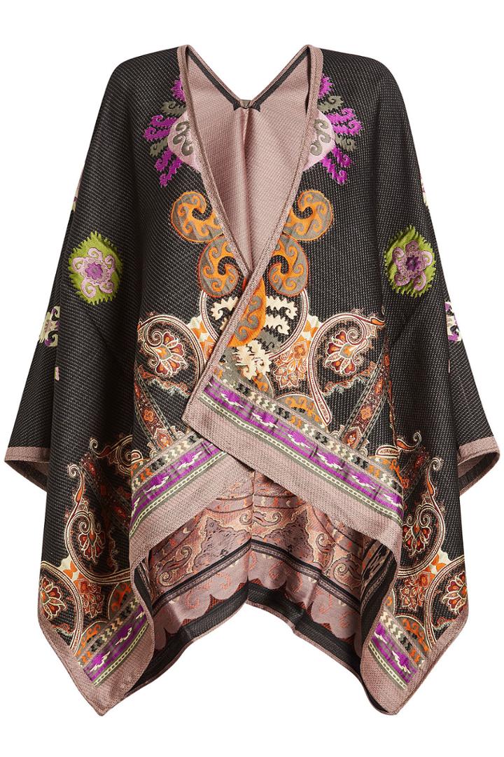 Etro Etro Printed Cape With Wool And Silk