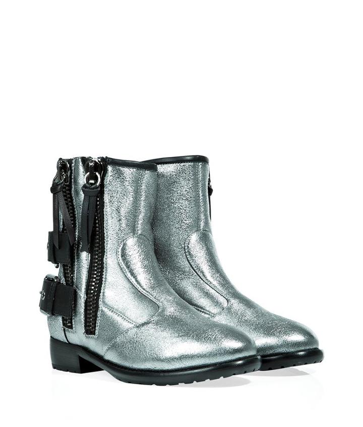 Giuseppe Zanotti Metallic Leather Biker Boots With Shearling Lining