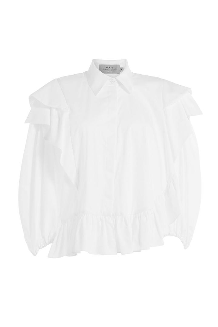 Preen Preen Ruffled Cotton Blouse - White