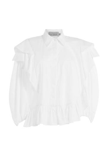 Preen Preen Ruffled Cotton Blouse - White