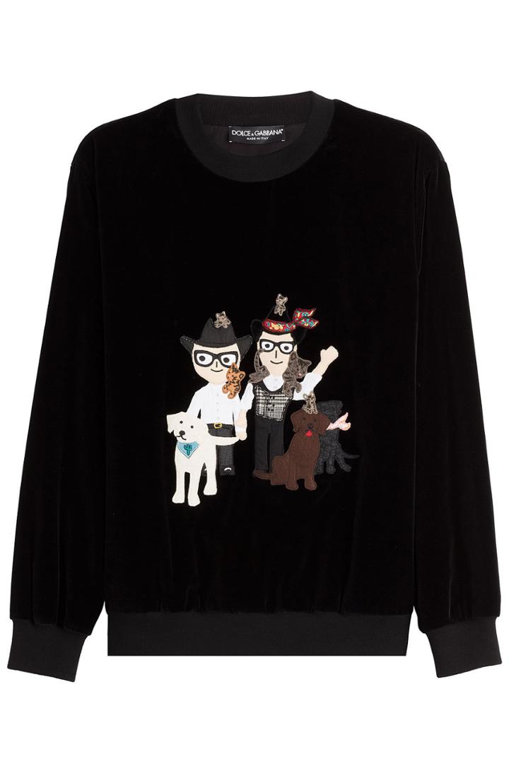Dolce & Gabbana Dolce & Gabbana Velvet Sweatshirt With Applique